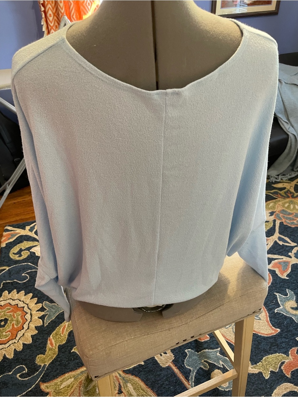 Francesca's Light Blue Knit Boatneck Top - Picture 3 of 4